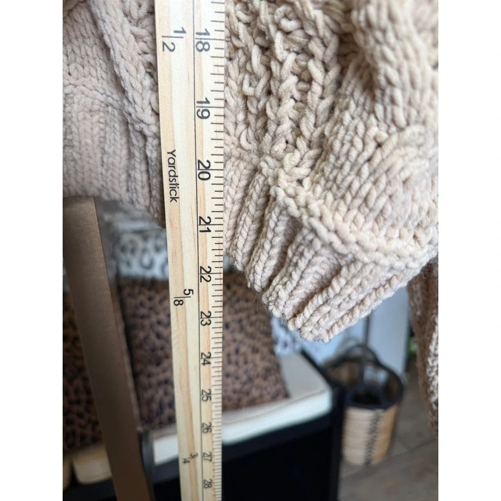 POL BST601 Beige Cable Knit Mock Neck Cropped Sweater Mens Medium - Picture 4 of 6